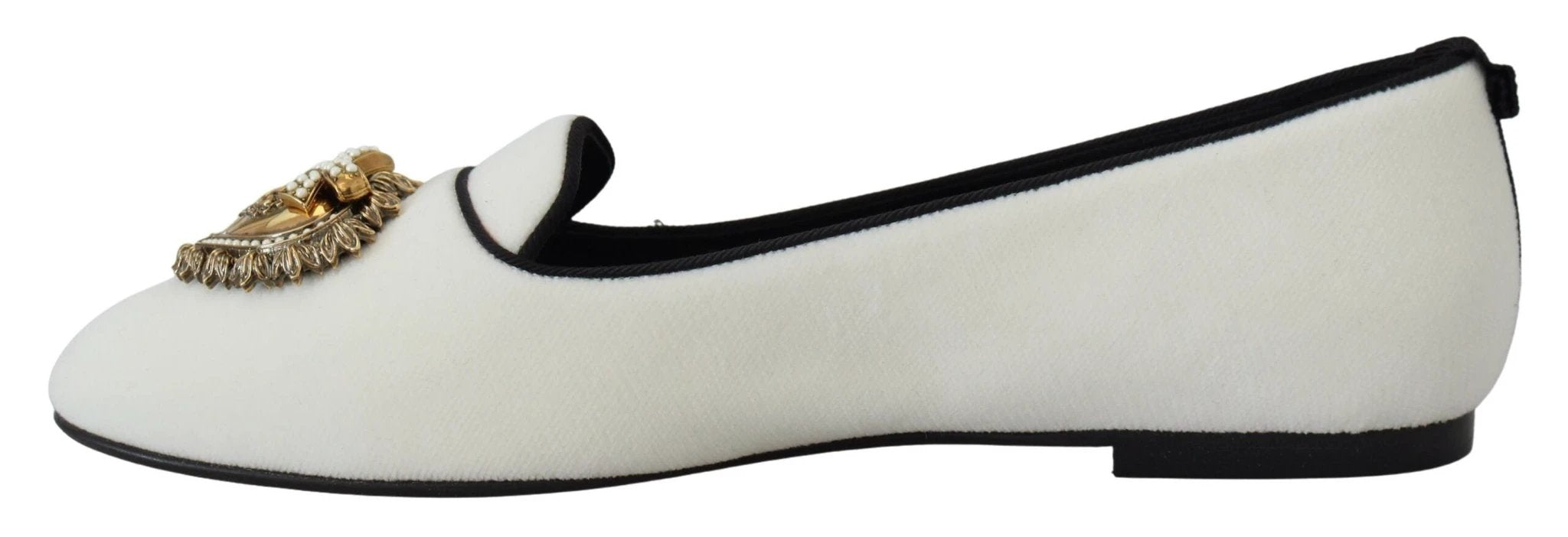 Dolce & Gabbana White Velvet Slip Ons Loafers Flats Shoes by Dolce & Gabbana