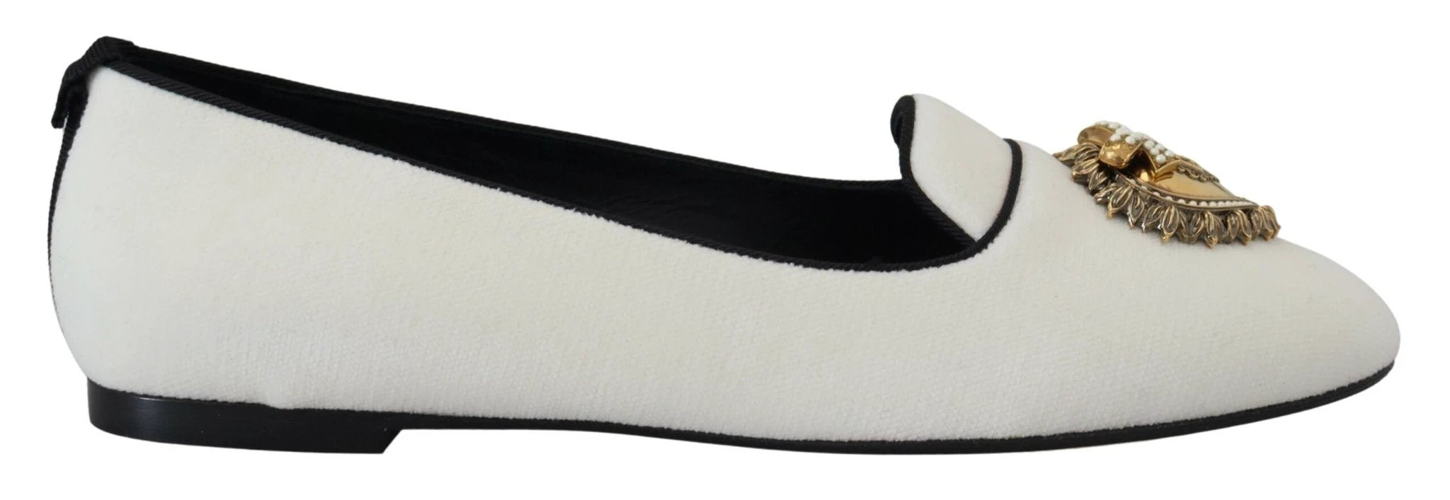Dolce & Gabbana White Velvet Slip Ons Loafers Flats Shoes by Dolce & Gabbana