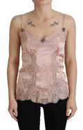 Dolce & Gabbana Pink Satin Lace Roses Tank Top Lingerie by Dolce & Gabbana