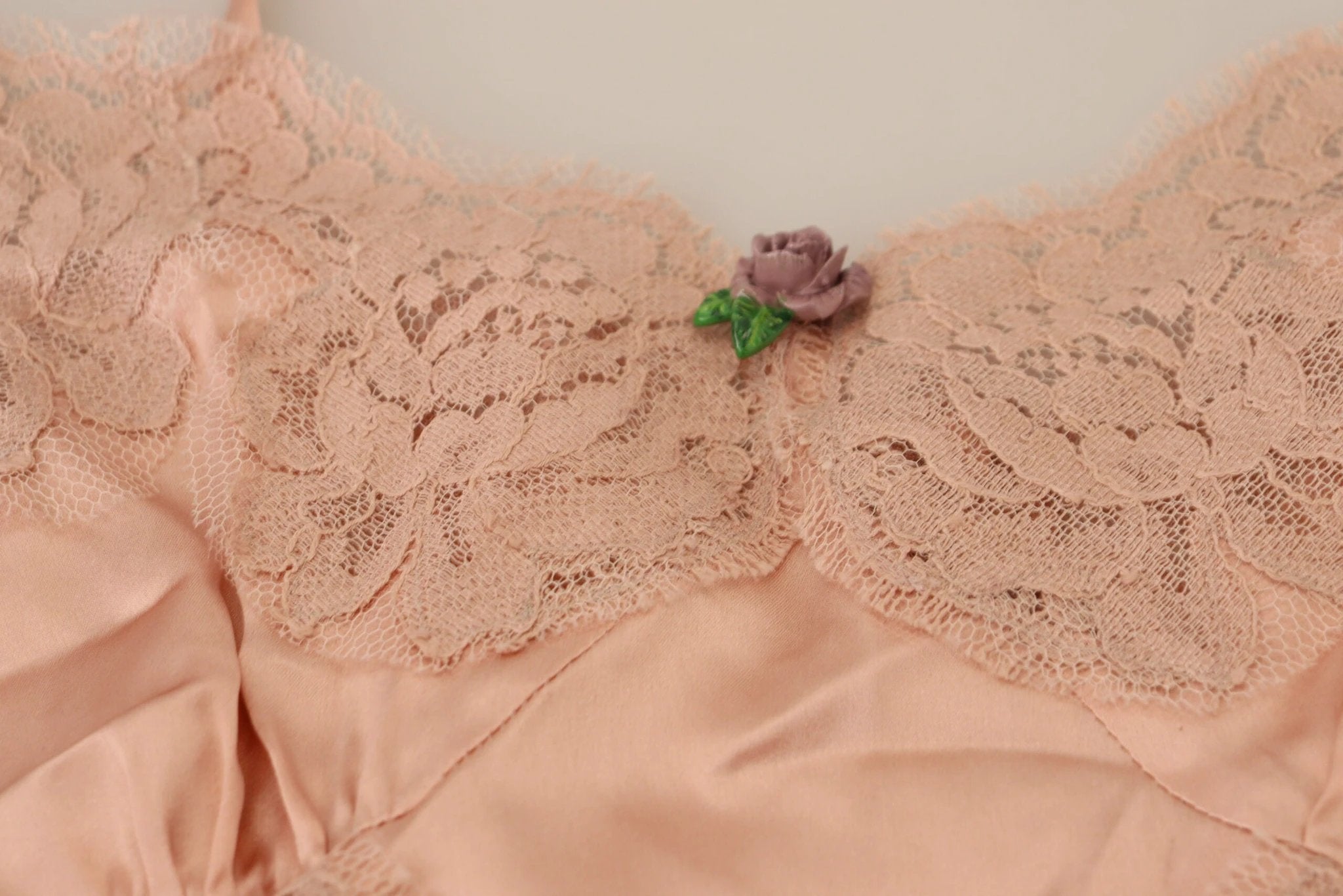 Dolce & Gabbana Pink Satin Lace Roses Tank Top Lingerie by Dolce & Gabbana