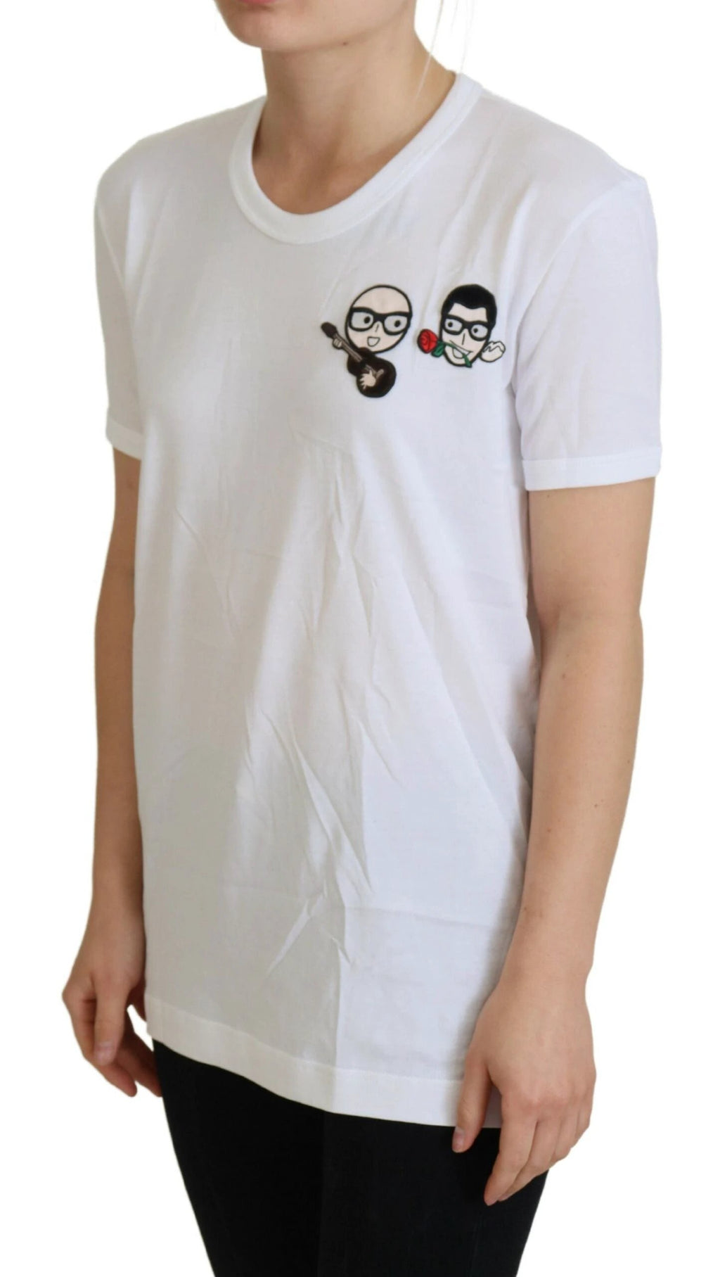 Dolce & Gabbana White #dgfamily Crewneck Cotton T-shirt by Dolce & Gabbana