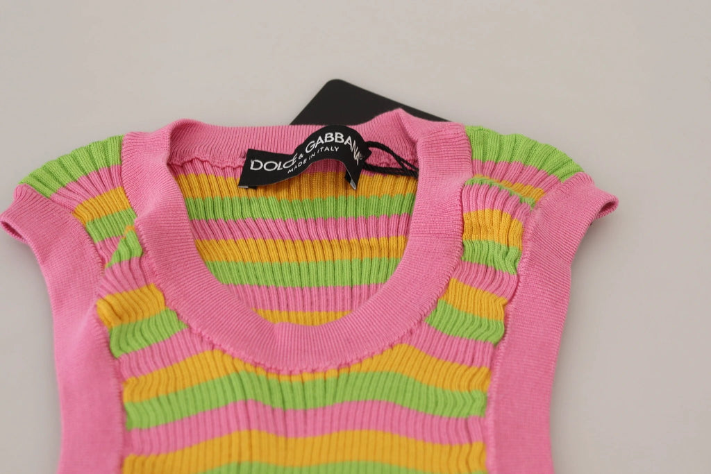Dolce & Gabbana Multicolor Silk Vest Pullover Tank Top by Dolce & Gabbana