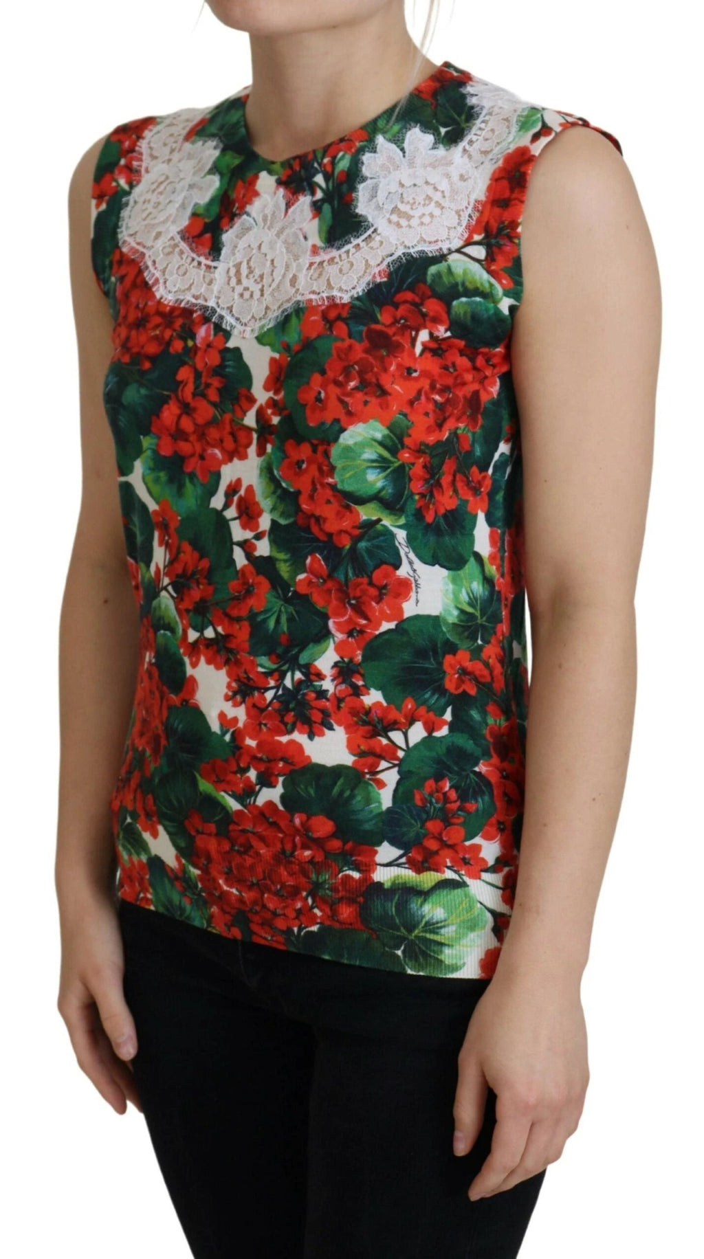 Dolce & Gabbana White Floral Wool Lace Vest Tank Top by Dolce & Gabbana