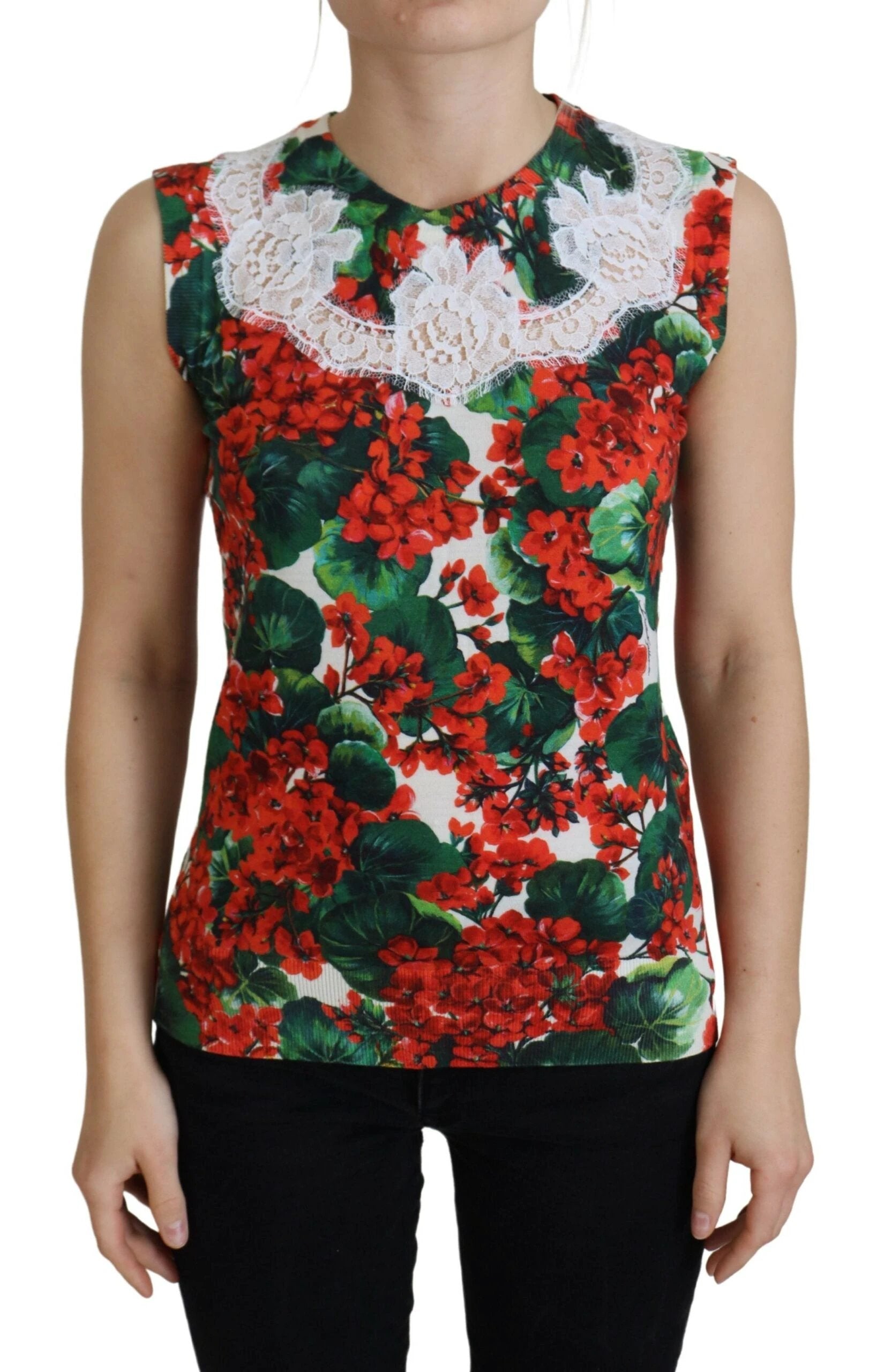 Dolce & Gabbana White Floral Wool Lace Vest Tank Top by Dolce & Gabbana