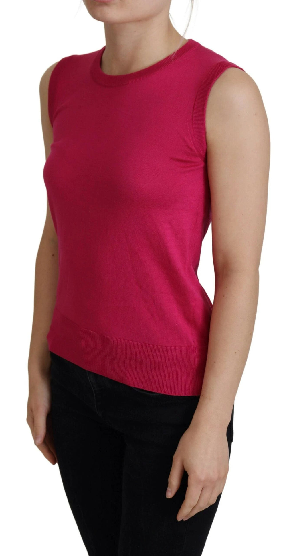 Dolce & Gabbana Pink Silk Vest Pullover Crewneck Tank Top by Dolce & Gabbana