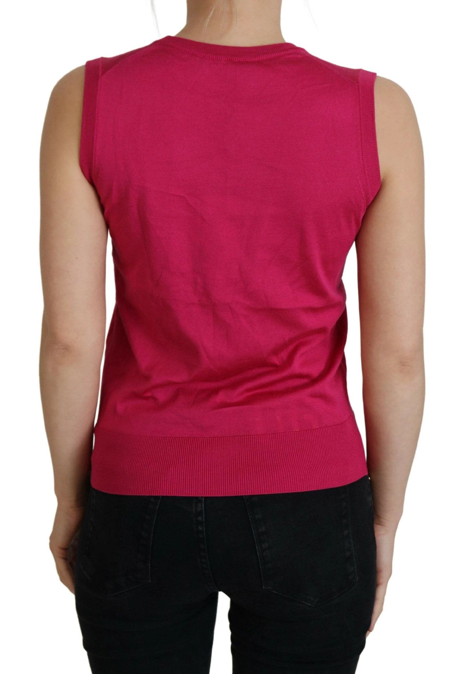 Dolce & Gabbana Pink Silk Vest Pullover Crewneck Tank Top by Dolce & Gabbana