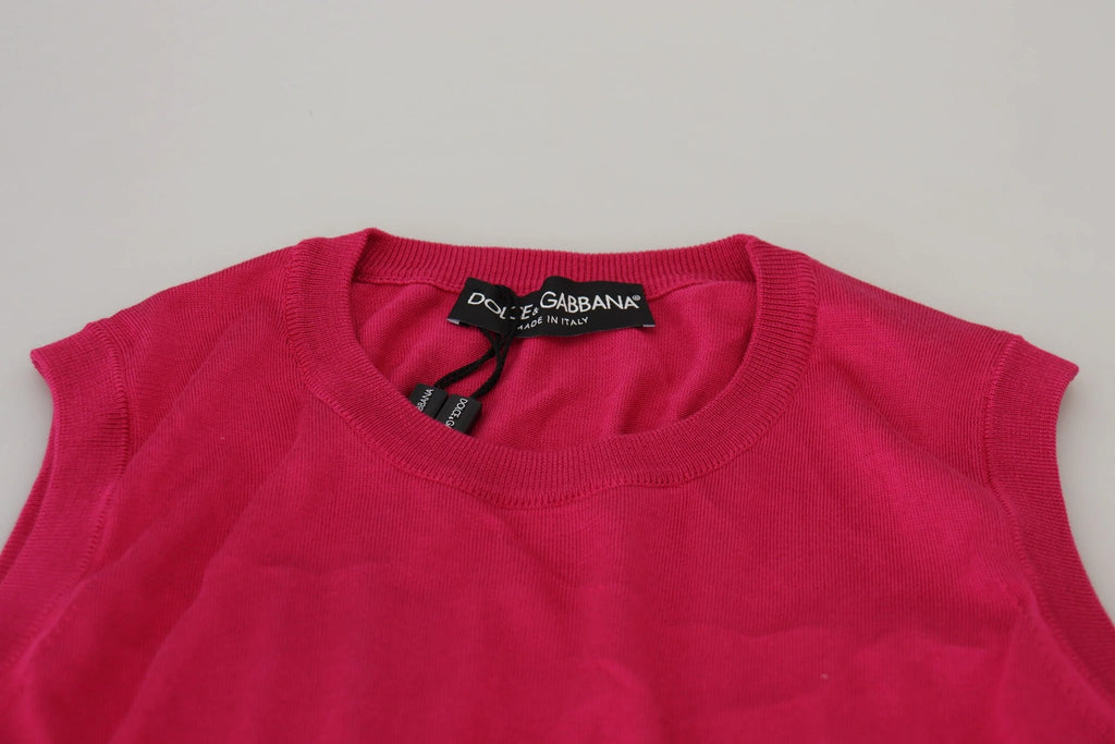 Dolce & Gabbana Pink Silk Vest Pullover Crewneck Tank Top by Dolce & Gabbana
