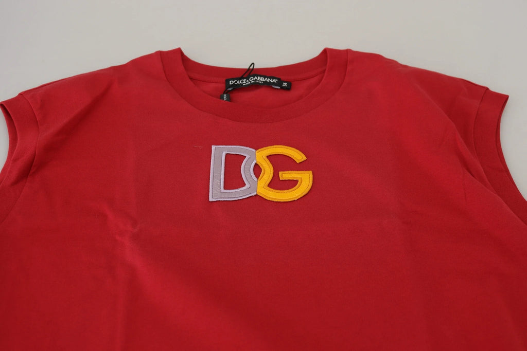 Dolce & Gabbana Red Cotton DG Logo Tank Top T-shirt by Dolce & Gabbana