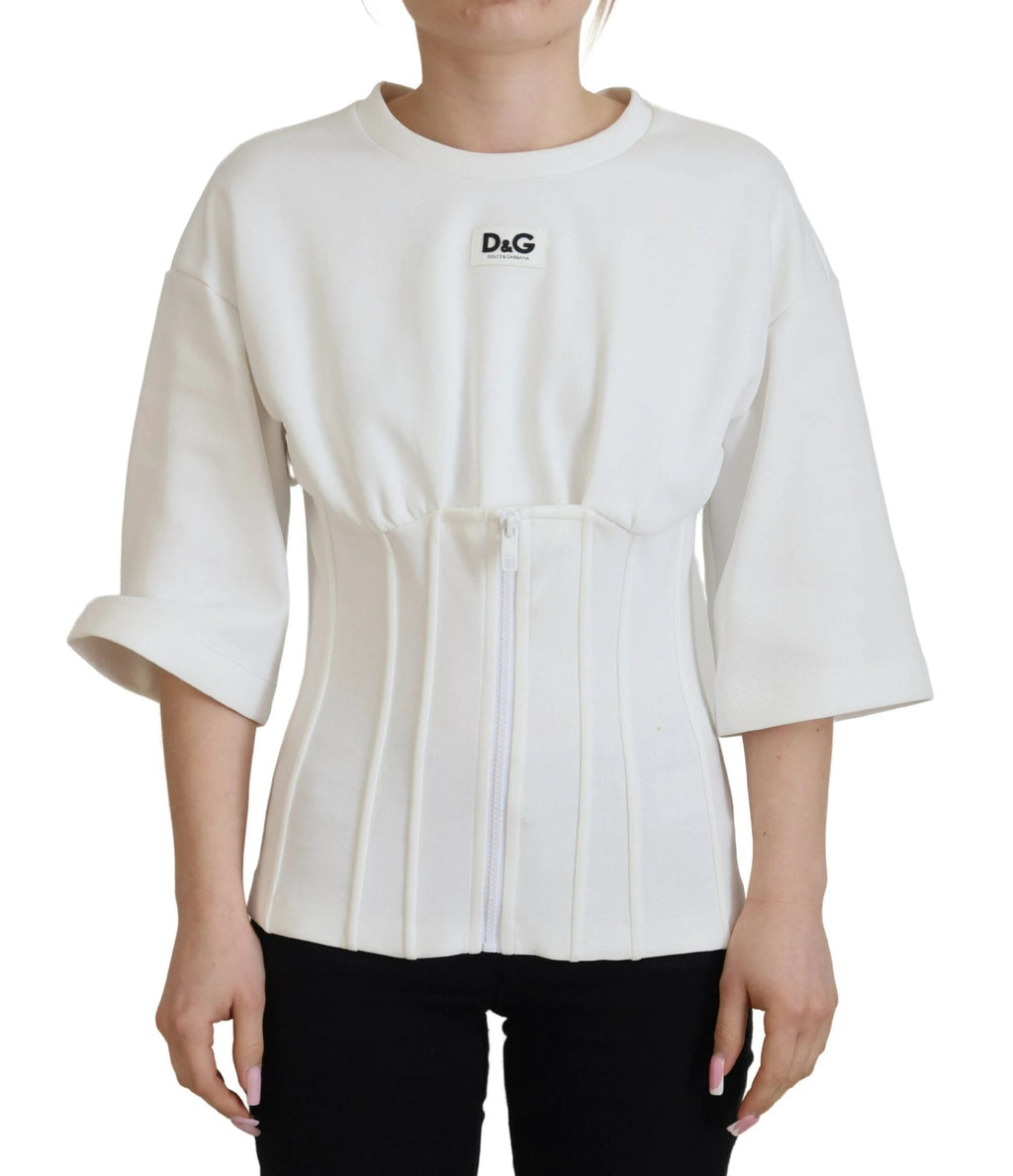 Dolce & Gabbana White Corset Stretch Cotton Top T-shirt by Dolce & Gabbana