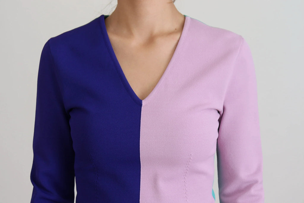 Dolce & Gabbana Multicolor V-neck Viscose Long Sleeves Sweater by Dolce & Gabbana