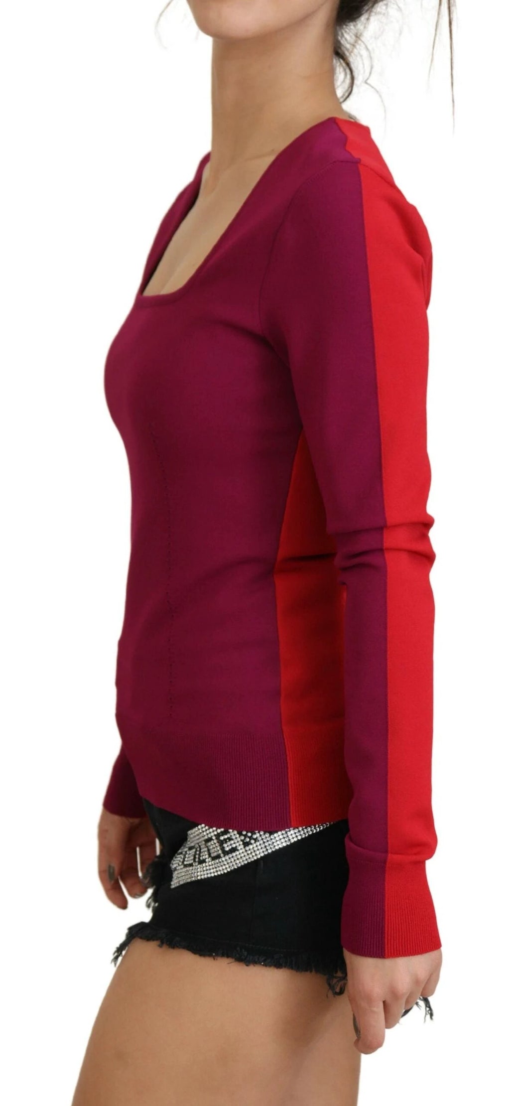 Dolce & Gabbana Multicolor Viscose Square Neck Pullover Sweater by Dolce & Gabbana