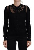 Dolce & Gabbana Black Floral Lace Button Cardigan Sweater by Dolce & Gabbana