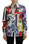Dolce & Gabbana Multicolor Floral Cotton Collared Blouse Top by Dolce & Gabbana