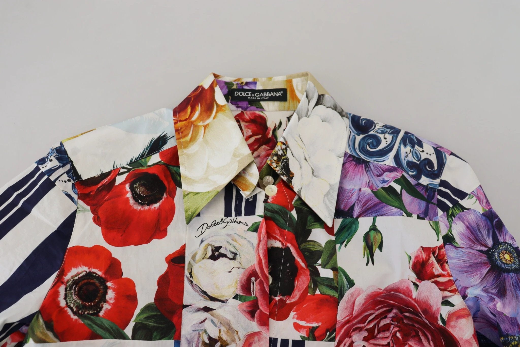 Dolce & Gabbana Multicolor Floral Cotton Collared Blouse Top by Dolce & Gabbana