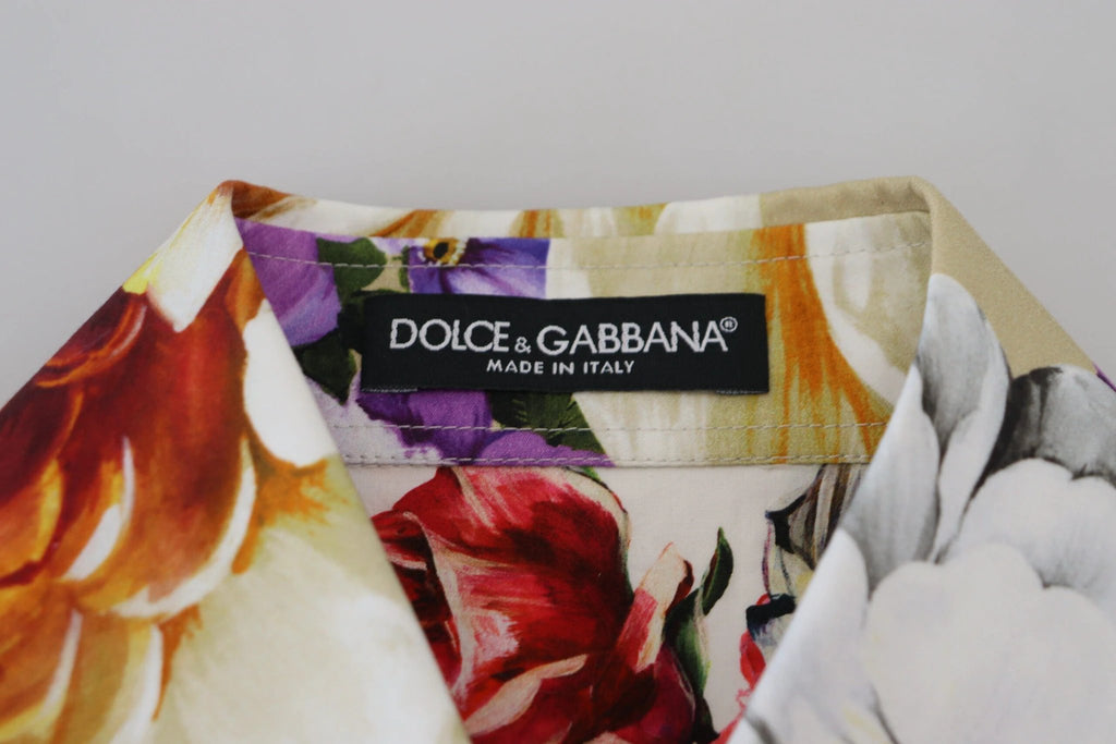 Dolce & Gabbana Multicolor Floral Cotton Collared Blouse Top by Dolce & Gabbana