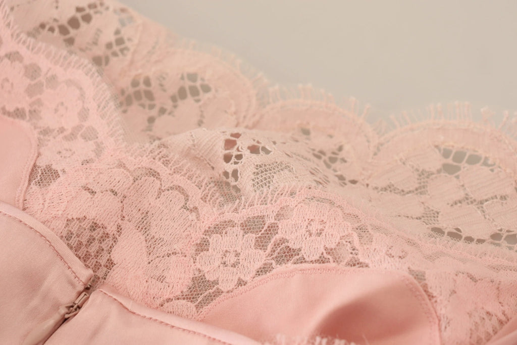 Dolce & Gabbana Pink Floral Lace Sleeveless Tank Blouse Top by Dolce & Gabbana