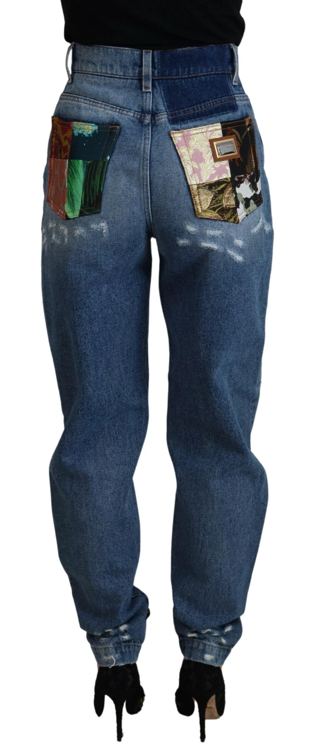 Dolce & Gabbana Blue Tattered Skinny Denim Cotton Jeans by Dolce & Gabbana