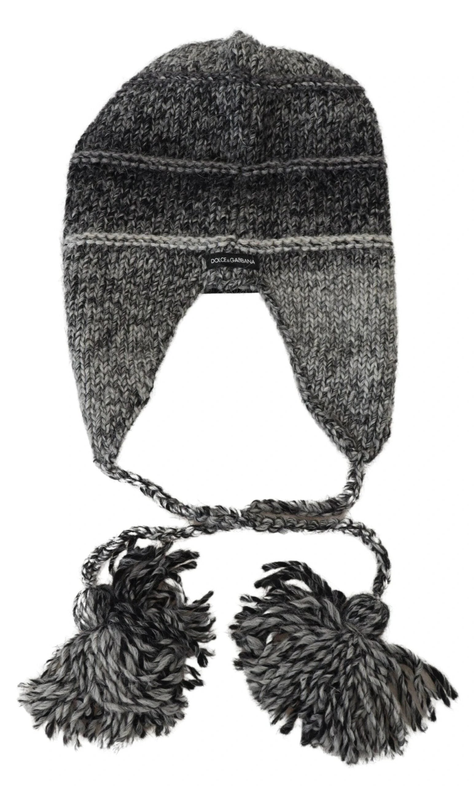 Dolce & Gabbana Gray Warm Fleece Ear Flaps Knit Beanie Hat by Dolce & Gabbana