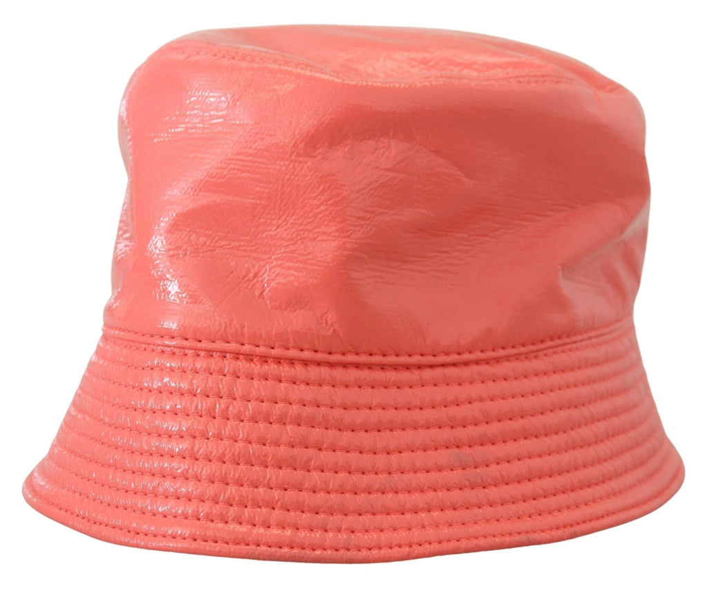 Dolce & Gabbana Peach Quilted Faux Leather Women Bucket Cap Hat by Dolce & Gabbana