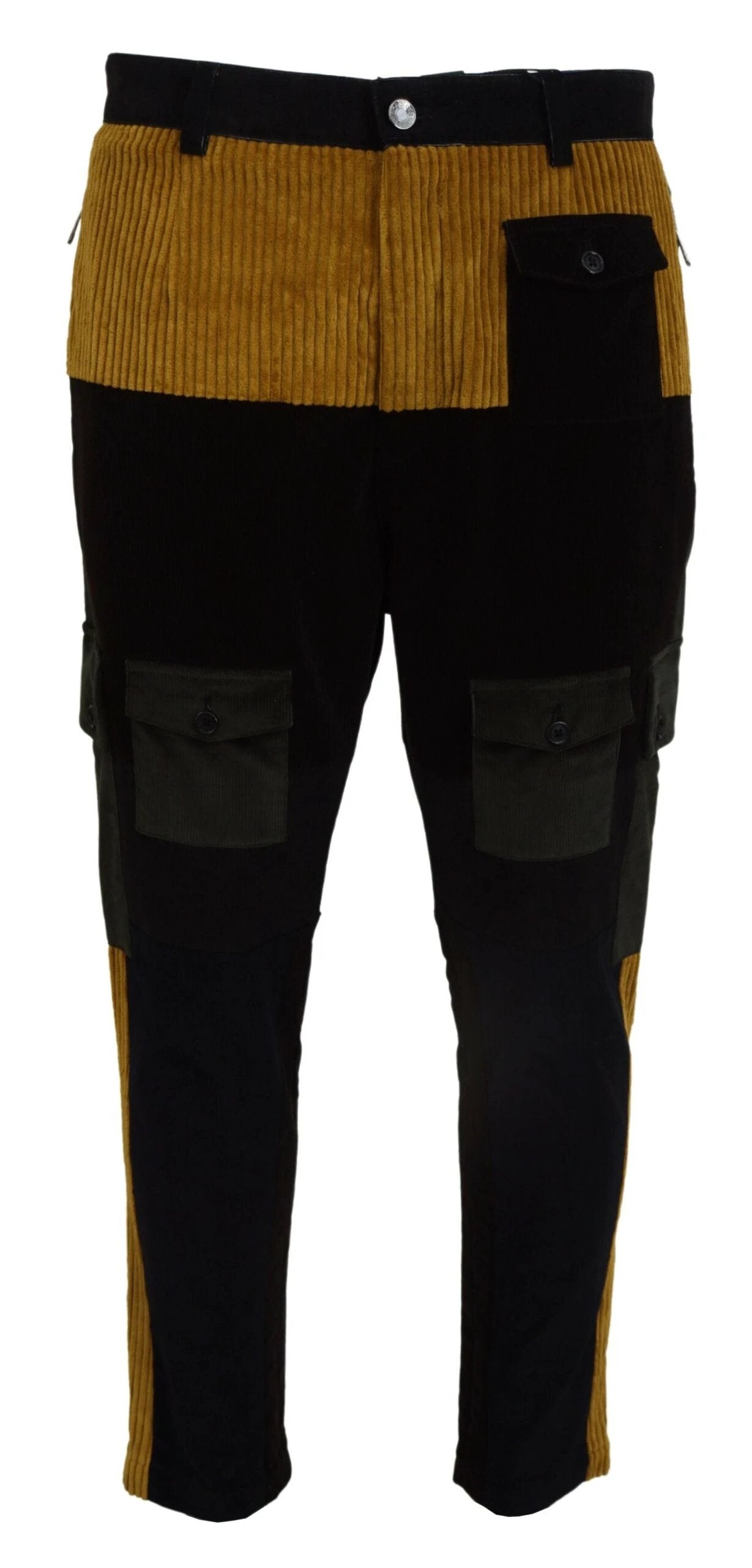 Dolce & Gabbana Black Yellow Cotton Men Pants by Dolce & Gabbana