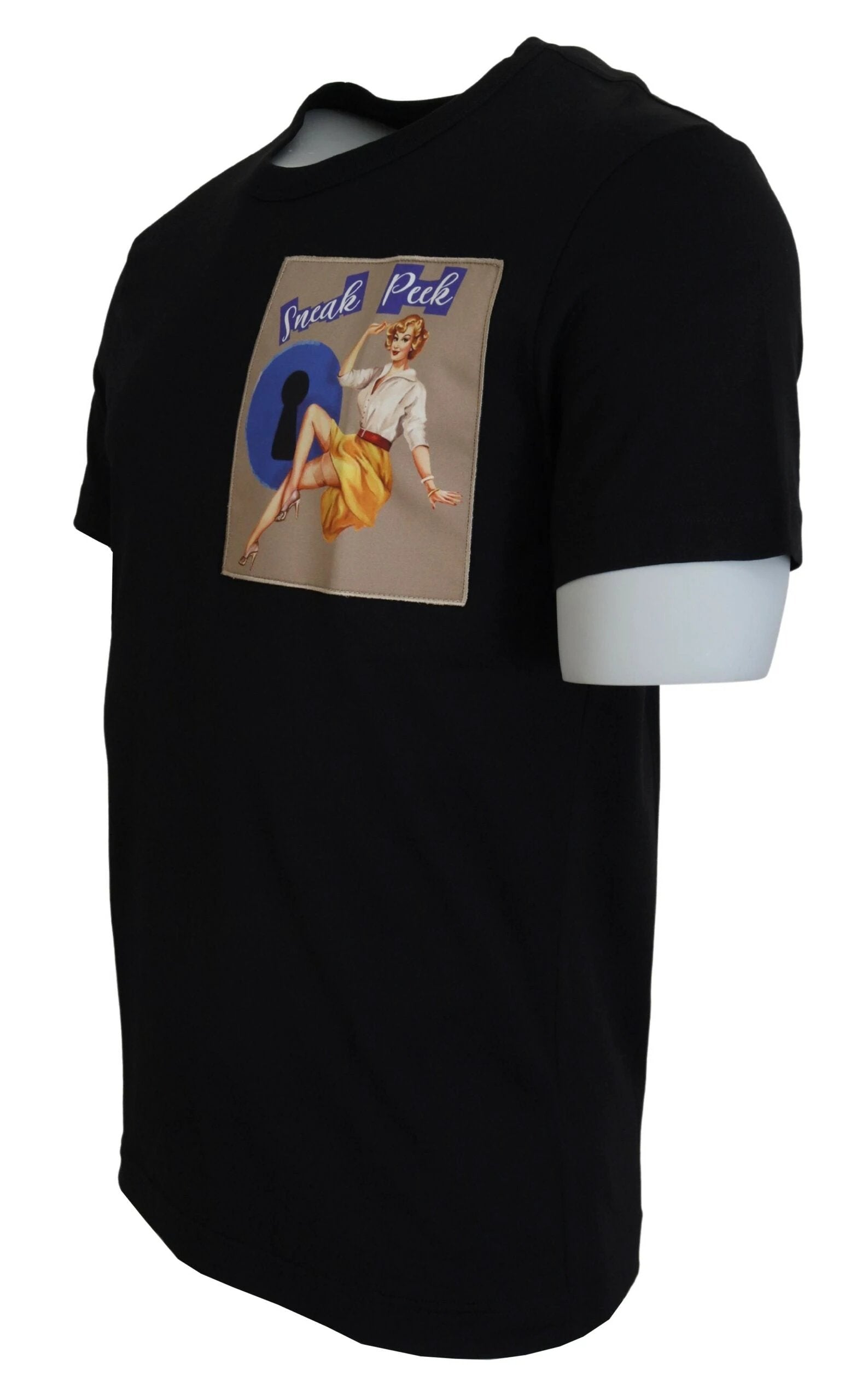 Dolce & Gabbana Black Sneak Peek Cotton Short Sleeve T-shirt by Dolce & Gabbana