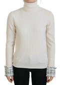 Dolce & Gabbana Ivory Turtleneck Distressed Cuff Pullover Sweater by Dolce & Gabbana
