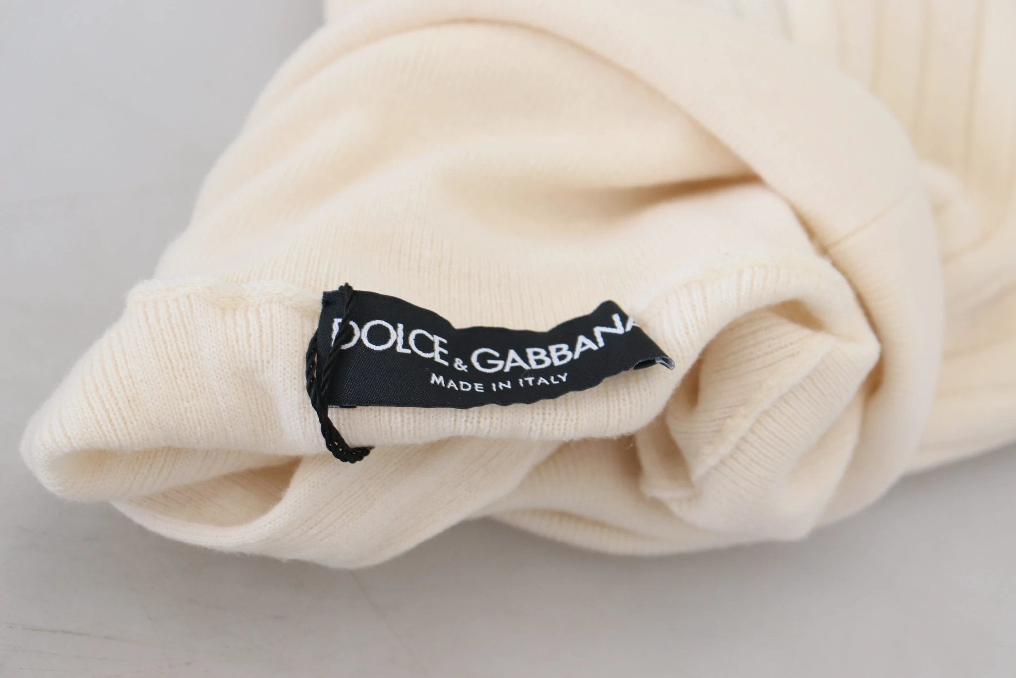 Dolce & Gabbana Ivory Turtleneck Distressed Cuff Pullover Sweater by Dolce & Gabbana