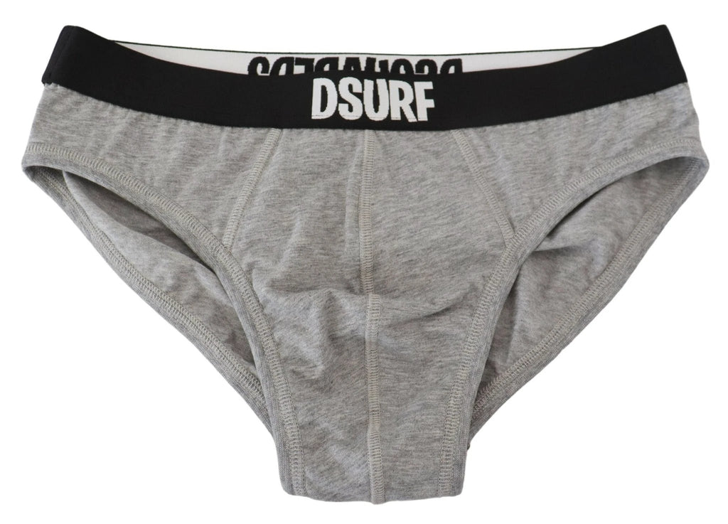 Dsquared² Gray DSURF Logo Cotton Stretch Men Brief Underwear by Dsquared²