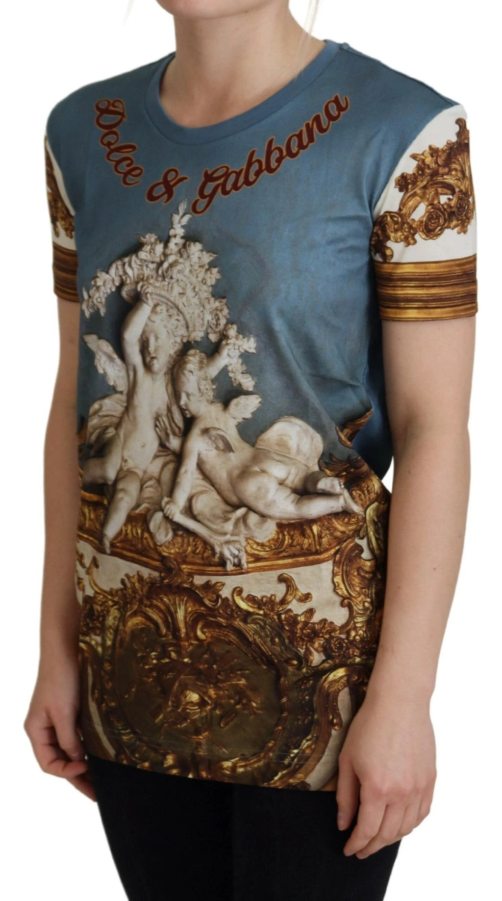 Dolce & Gabbana Multicolor DG Logo Angel Printed Shirt Top by Dolce & Gabbana