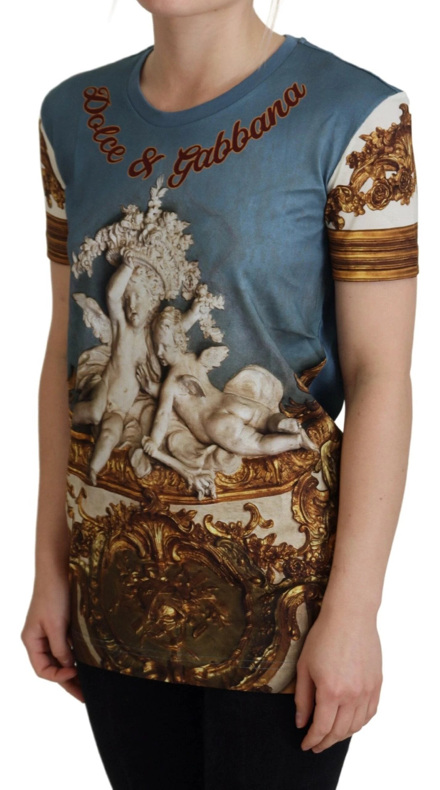 Dolce & Gabbana Multicolor DG Logo Angel Printed Shirt Top by Dolce & Gabbana
