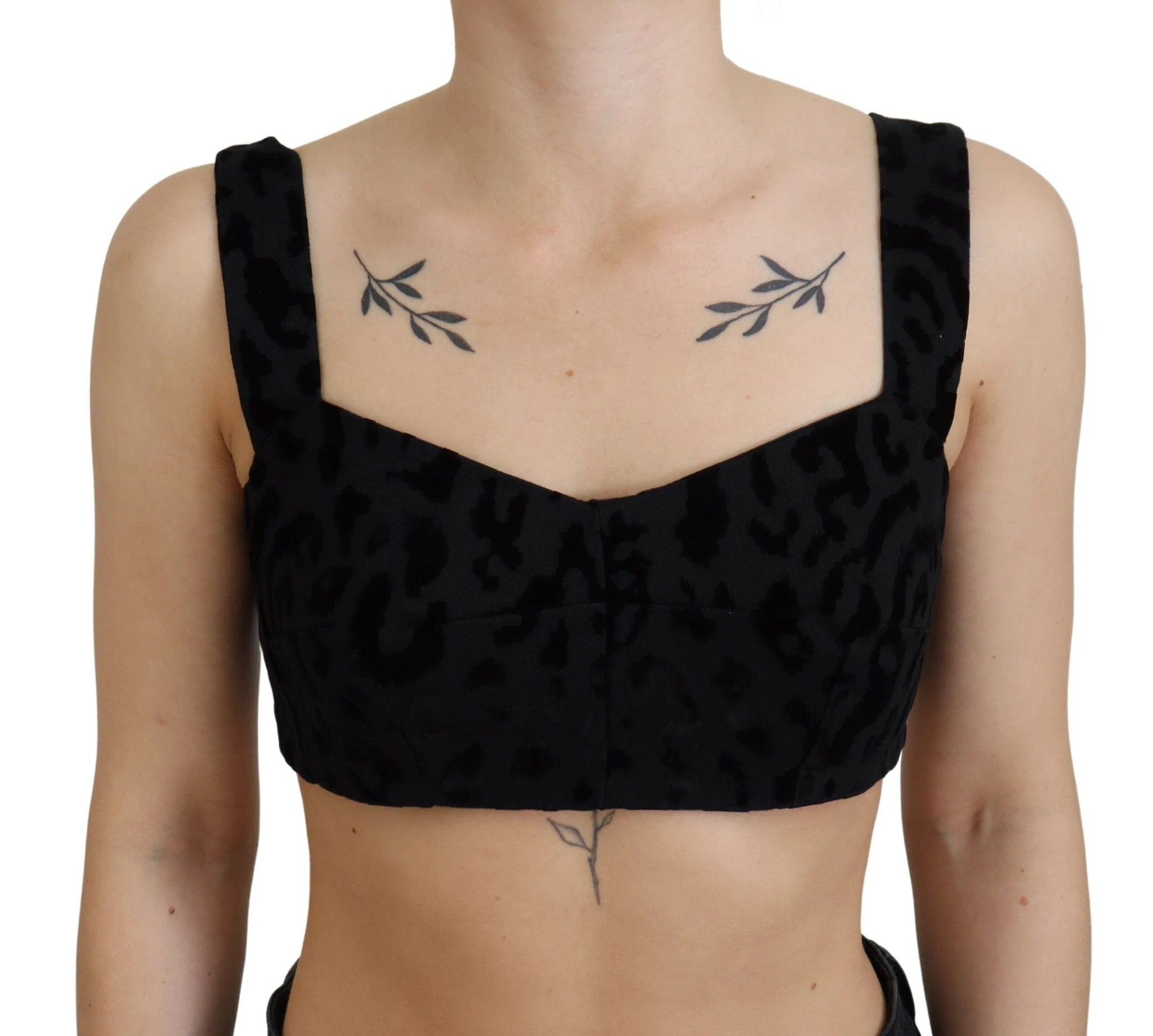 Dolce & Gabbana Black Leopard Cropped Bustier Corset Bra Top by Dolce & Gabbana