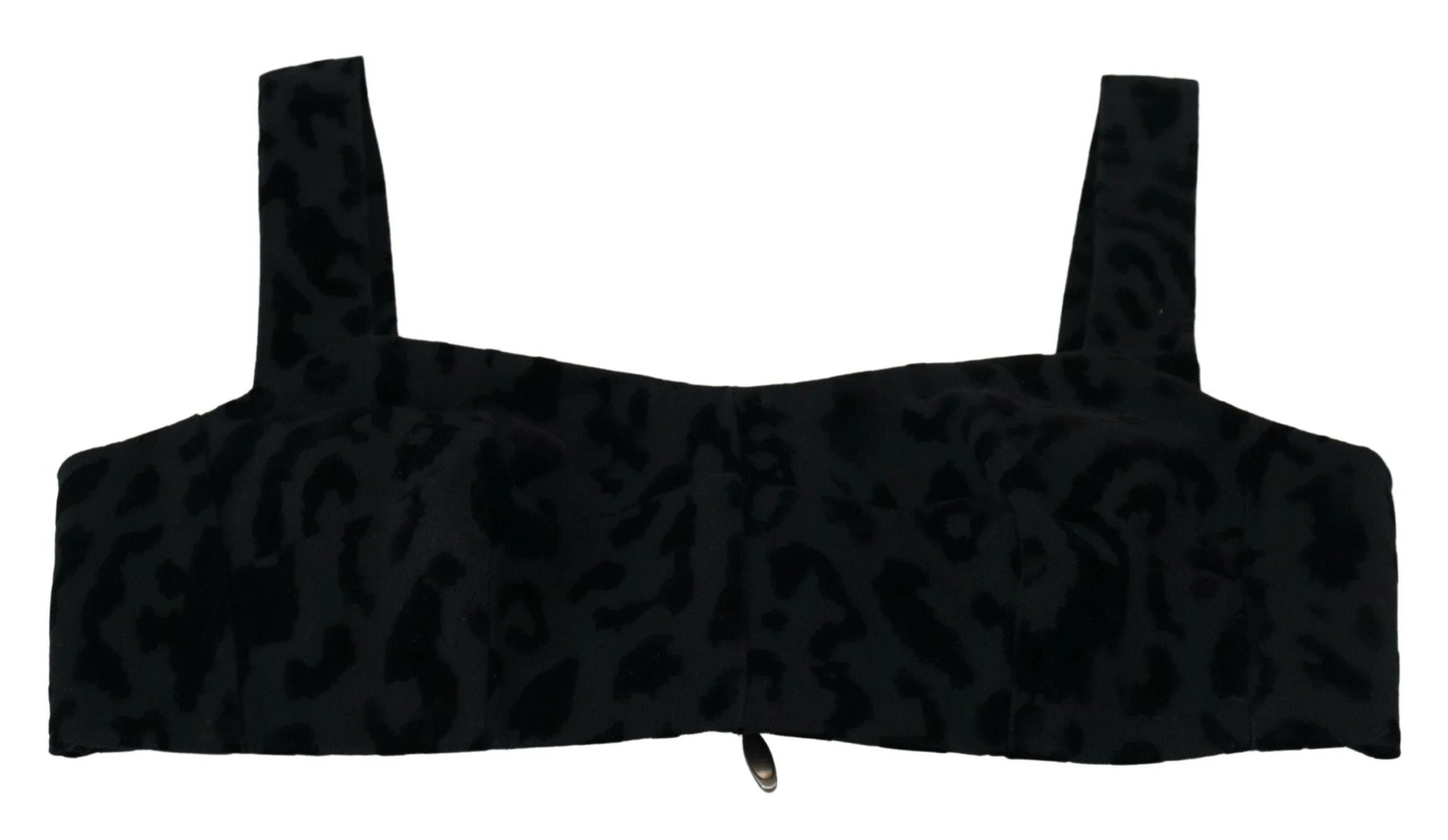 Dolce & Gabbana Black Leopard Cropped Bustier Corset Bra Top by Dolce & Gabbana