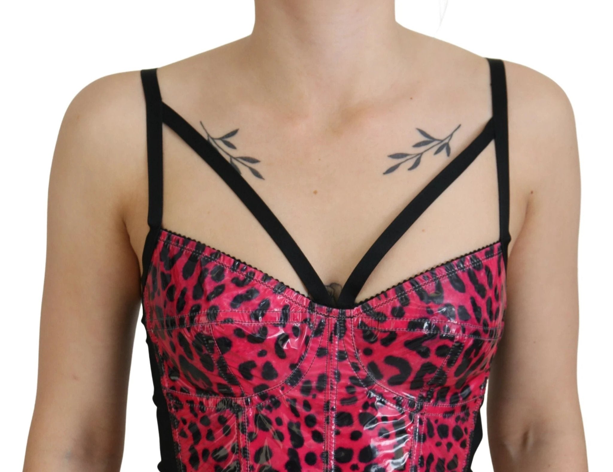 Dolce & Gabbana Pink Leopard Print Cropped Bustier Corset Top by Dolce & Gabbana