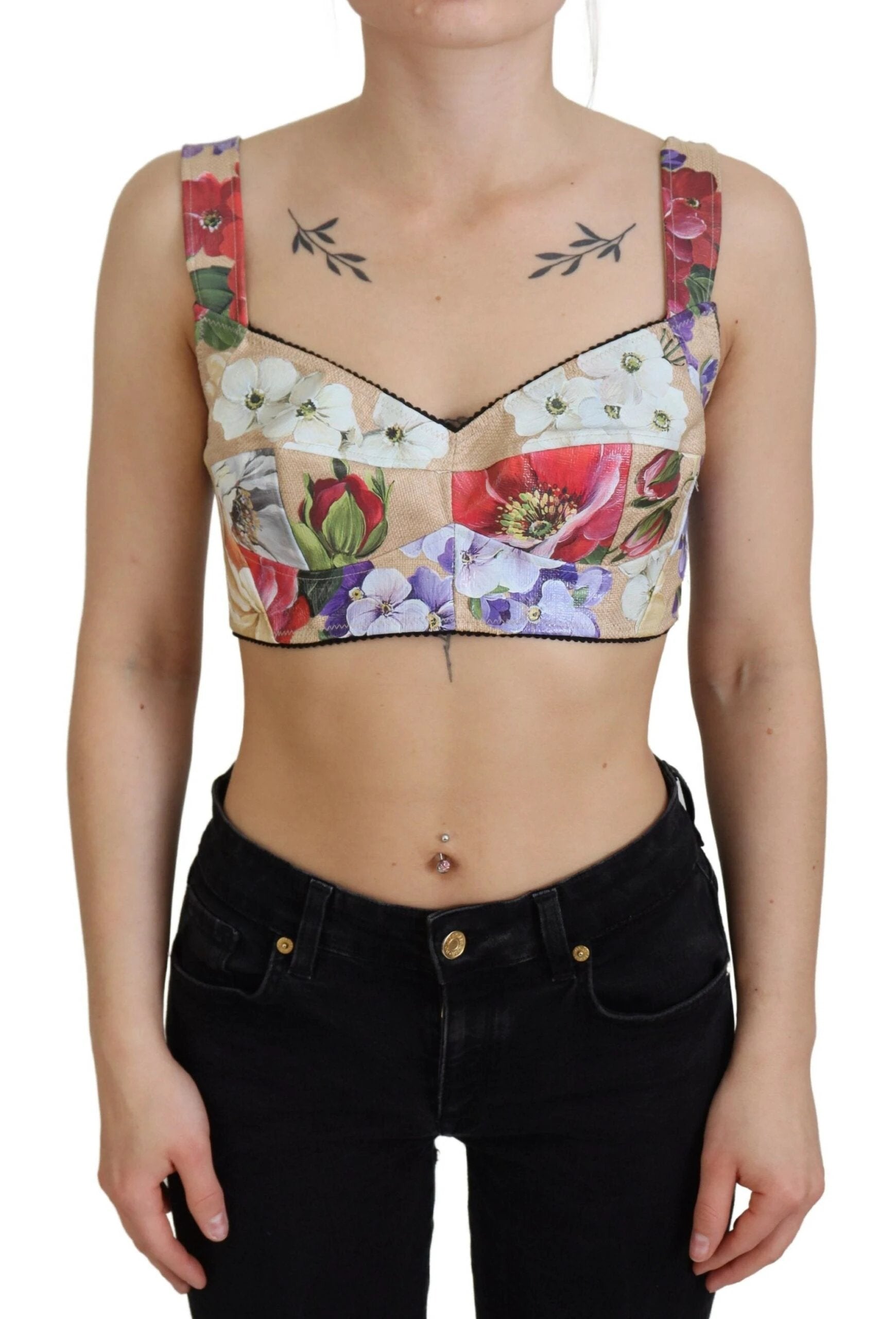 Dolce & Gabbana Multicolor Floral Cropped Bustier Corset Top by Dolce & Gabbana