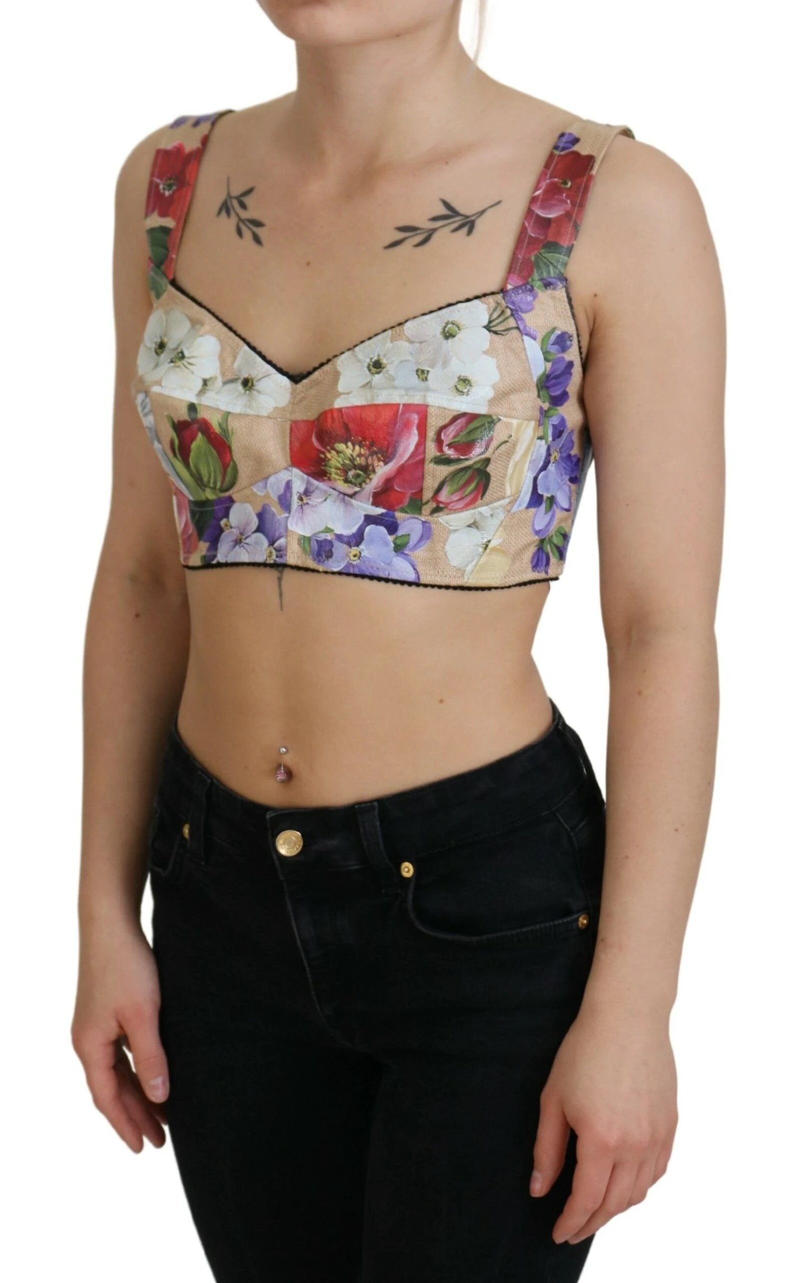 Dolce & Gabbana Multicolor Floral Cropped Bustier Corset Top by Dolce & Gabbana