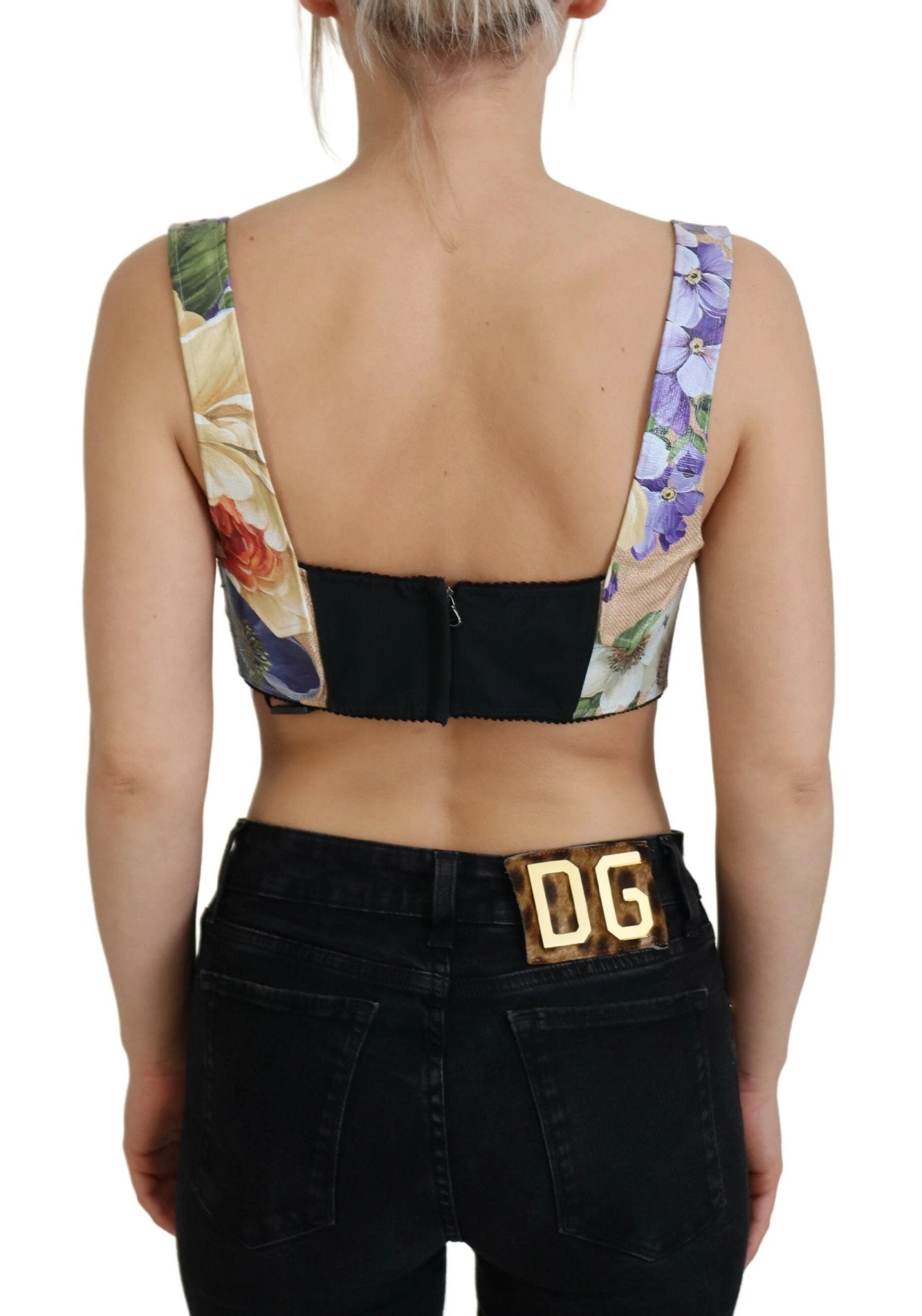 Dolce & Gabbana Multicolor Floral Cropped Bustier Corset Top by Dolce & Gabbana