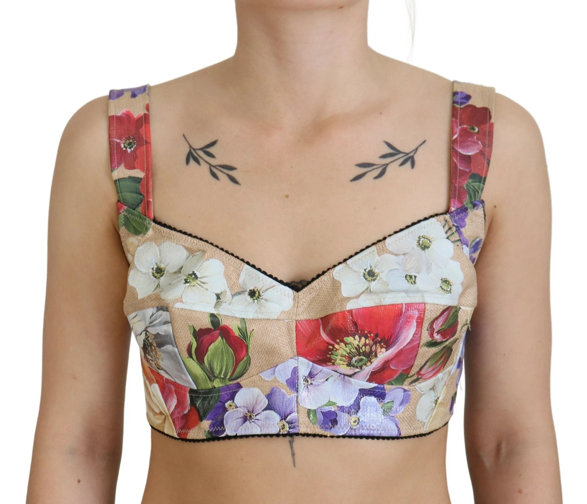 Dolce & Gabbana Multicolor Floral Cropped Bustier Corset Top by Dolce & Gabbana