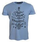 Dolce & Gabbana Light Blue Happy New Year 2017 Cotton T-shirt by Dolce & Gabbana