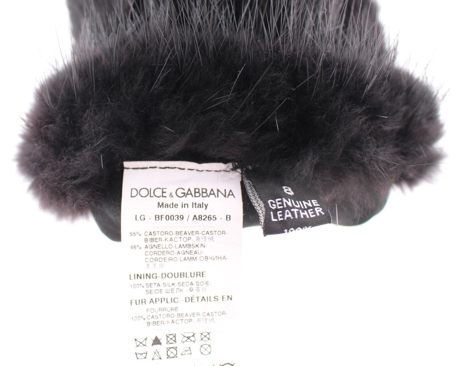 Dolce & Gabbana Black Beaver Fur Lambskin Leather Elbow Gloves by Dolce & Gabbana