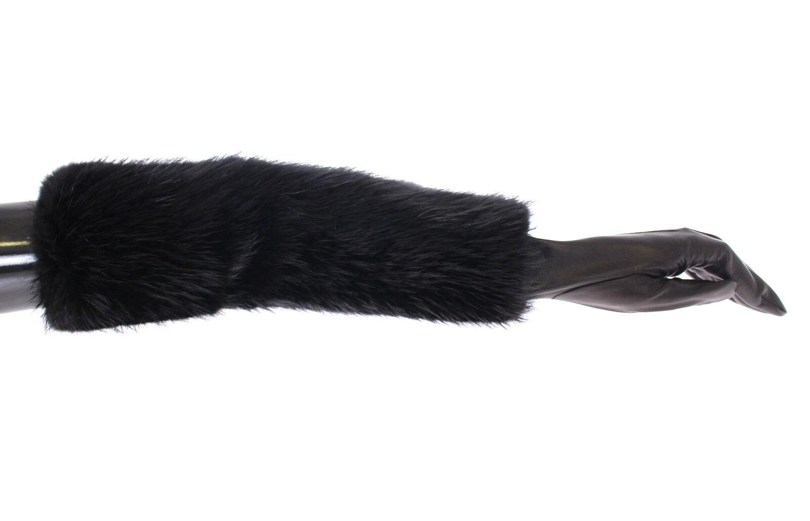 Dolce & Gabbana Black Beaver Fur Lambskin Leather Elbow Gloves by Dolce & Gabbana