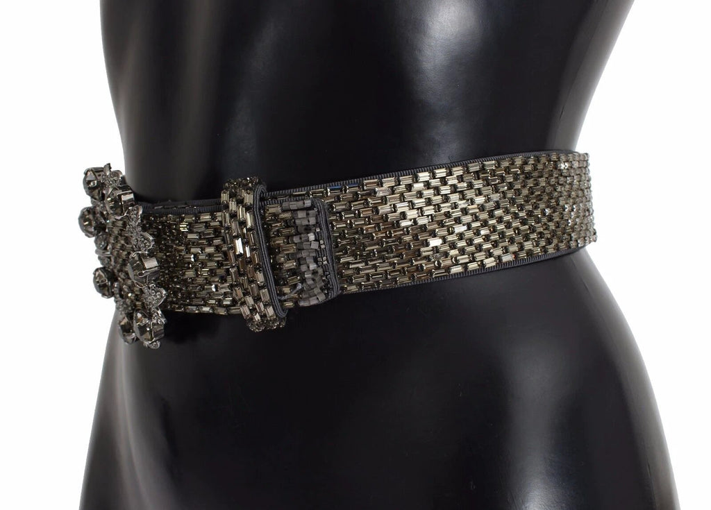 Dolce & Gabbana Multicolor Wide Crystal Buckle Sequined Belt by Dolce & Gabbana