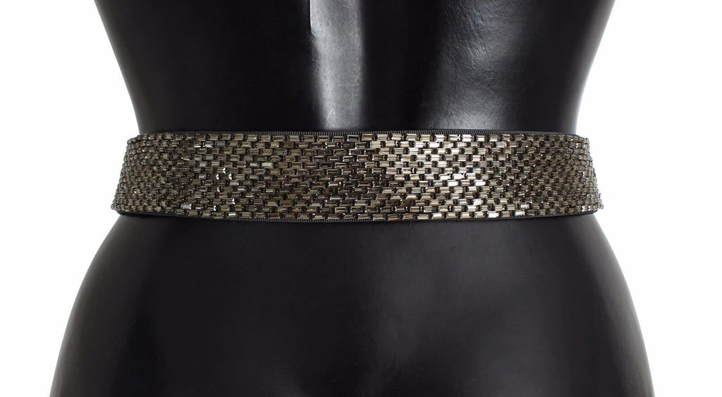 Dolce & Gabbana Multicolor Wide Crystal Buckle Sequined Belt by Dolce & Gabbana