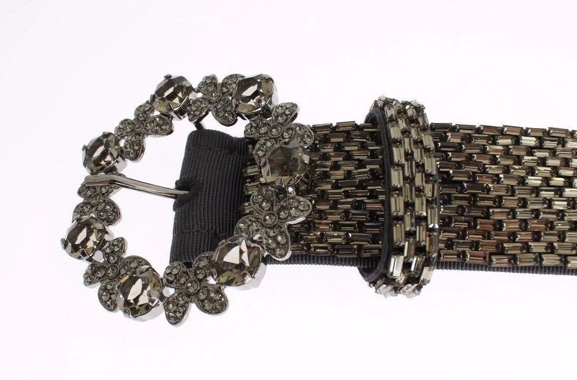 Dolce & Gabbana Multicolor Wide Crystal Buckle Sequined Belt by Dolce & Gabbana