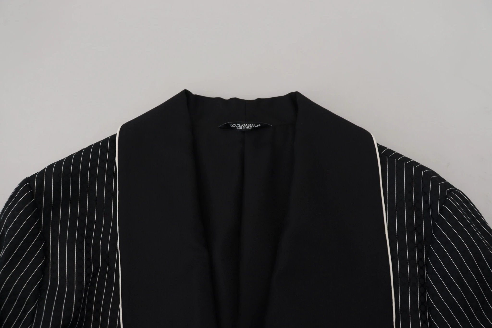 Dolce & Gabbana Black Robe Striped DG Patch Jacket Men Blazer by Dolce & Gabbana