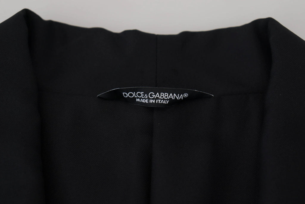 Dolce & Gabbana Black Robe Striped DG Patch Jacket Men Blazer by Dolce & Gabbana