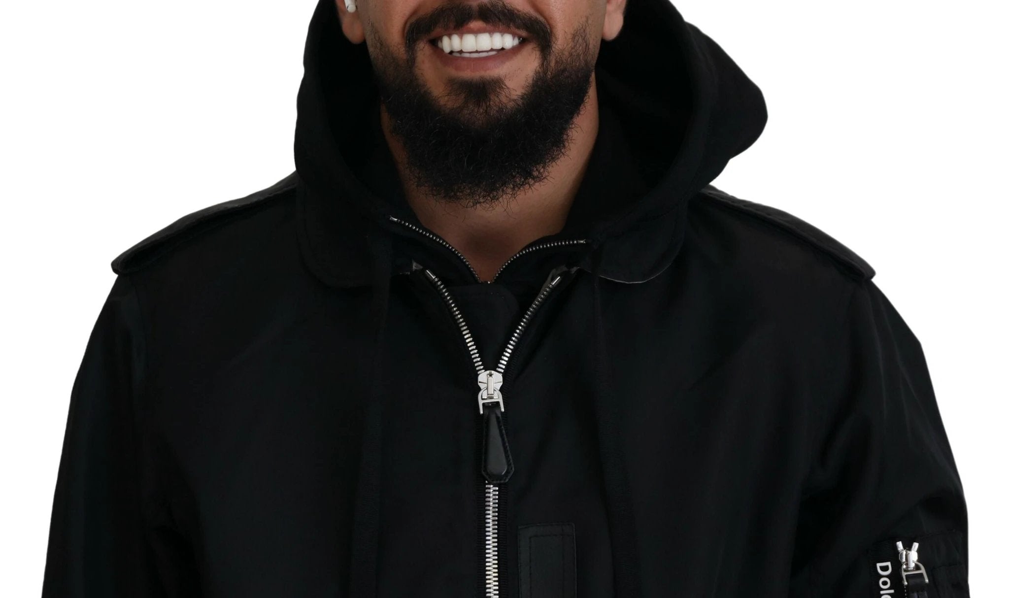 Dolce & Gabbana Black Nylon Hooded Full Zip Men Coat Jacket by Dolce & Gabbana