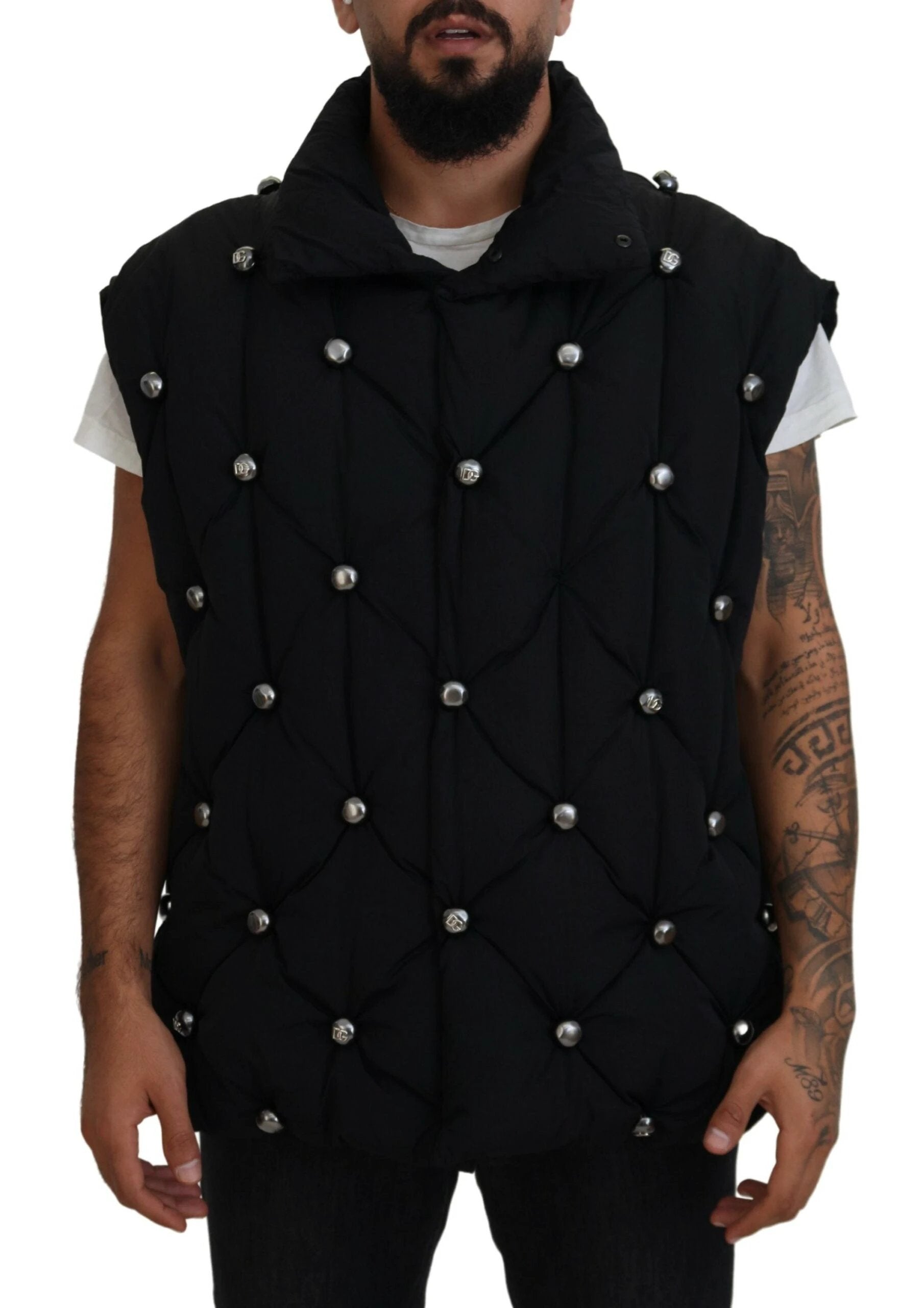 Dolce & Gabbana Black Sleeveless DG Metal Embellishment Jacket by Dolce & Gabbana