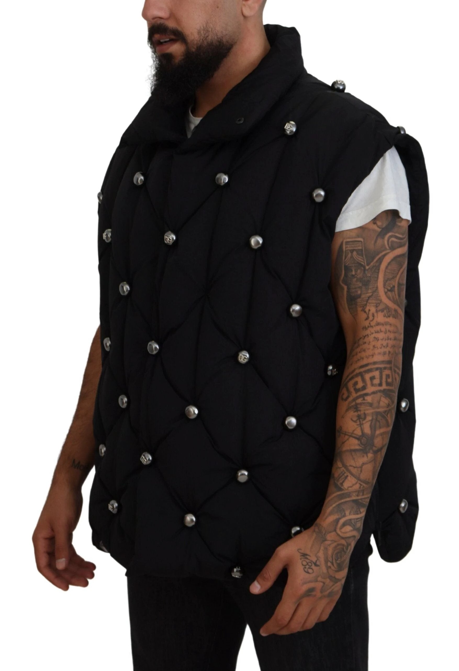 Dolce & Gabbana Black Sleeveless DG Metal Embellishment Jacket by Dolce & Gabbana