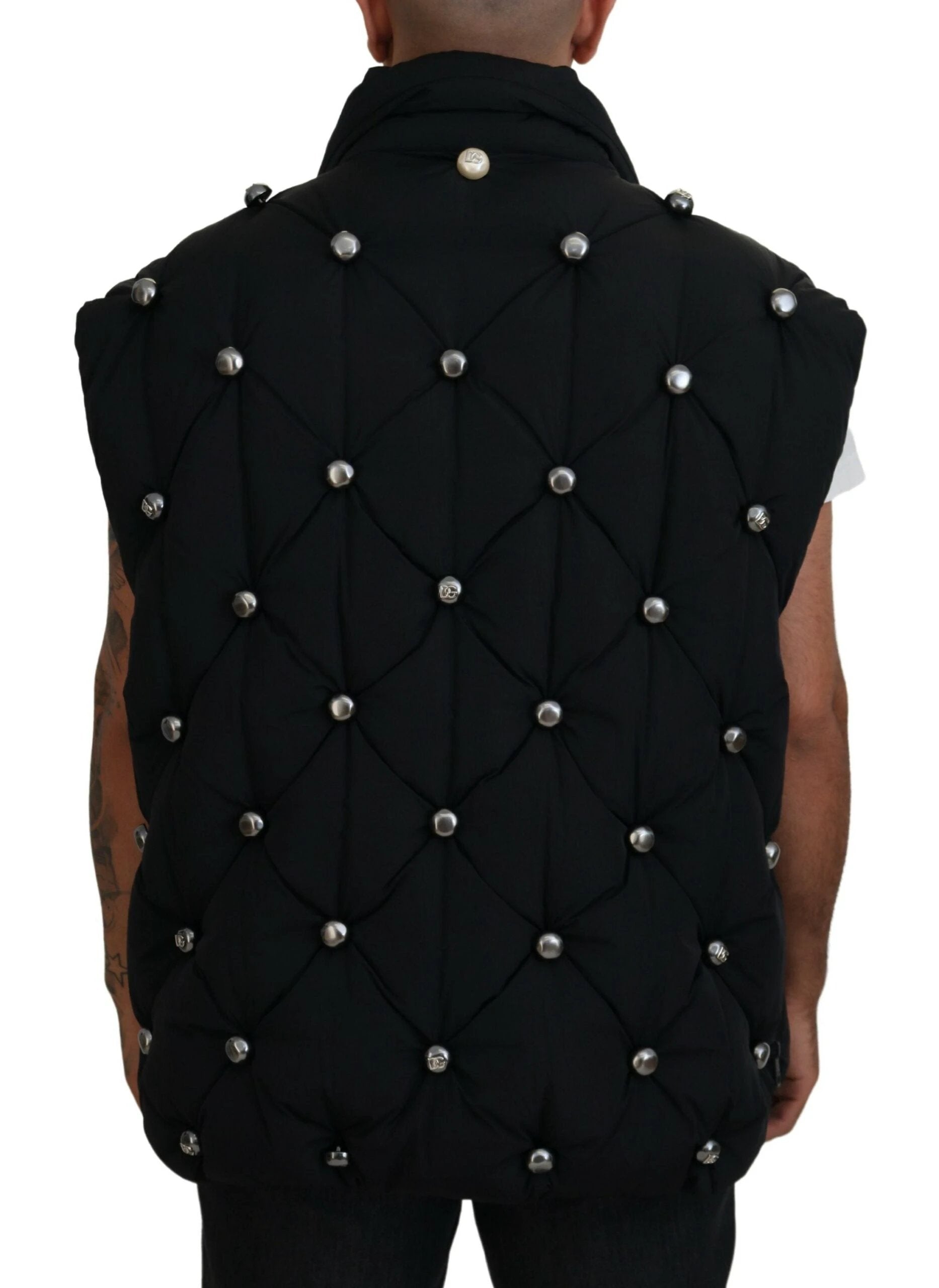 Dolce & Gabbana Black Sleeveless DG Metal Embellishment Jacket by Dolce & Gabbana