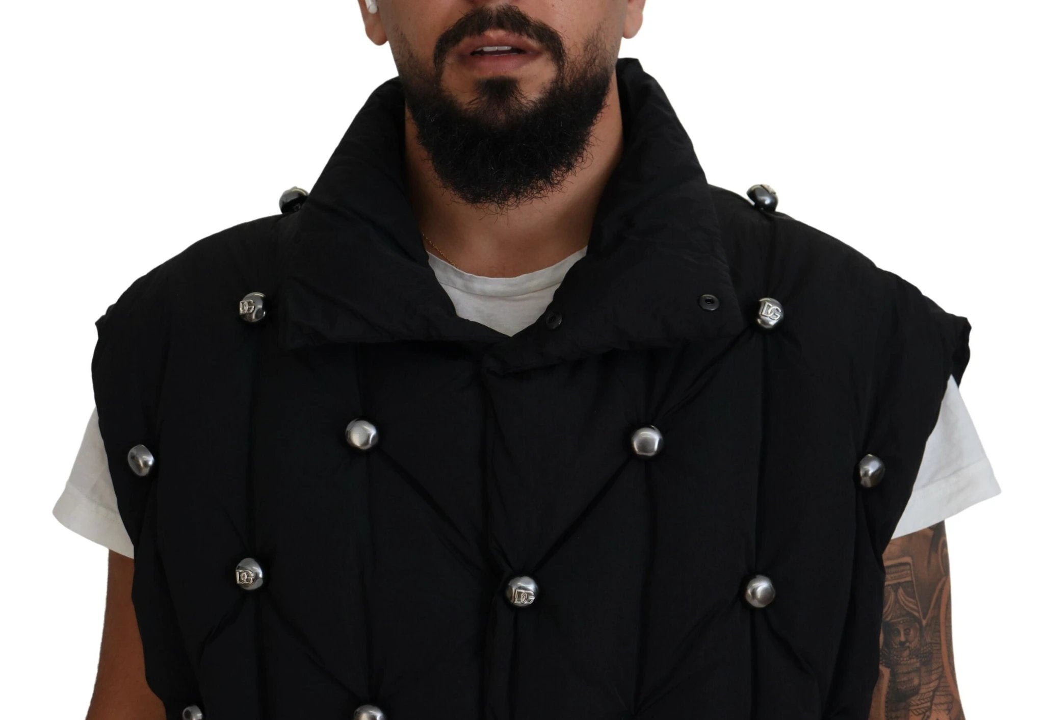 Dolce & Gabbana Black Sleeveless DG Metal Embellishment Jacket by Dolce & Gabbana